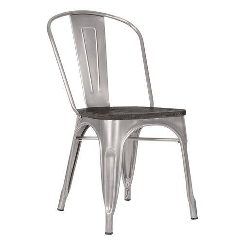 Cadeira Iron Tolix com Assento Madeira - Galvanizada