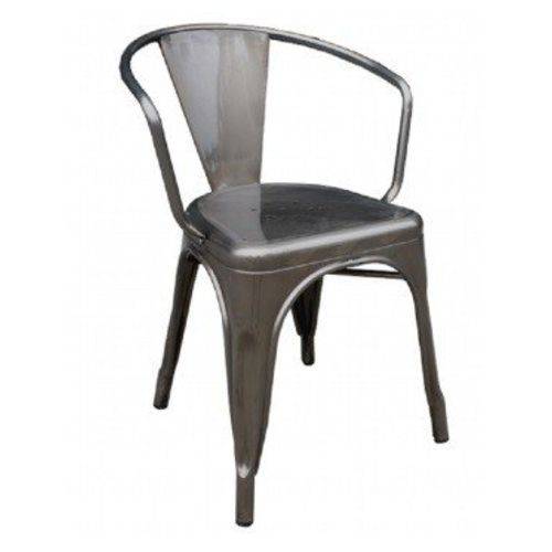 Cadeira Iron Tolix com Braço Galvanizada