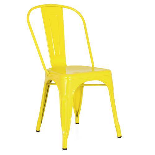 Cadeira Iron Tolix - Industrial - Aço - Vintage - Amarelo Claro