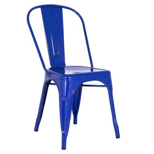 Cadeira Iron Tolix - Industrial - Aço - Vintage - Azul Escuro