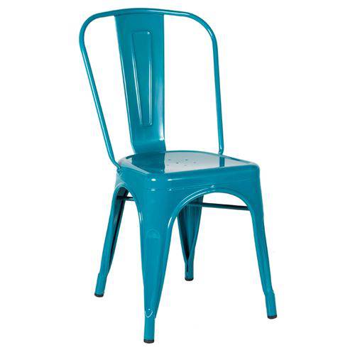 Cadeira Iron Tolix - Industrial - Aço - Vintage - Turquesa