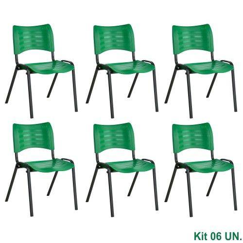 Cadeira Iso Plástica Empilhável VERDE (Kit 6 Unidades) KAS