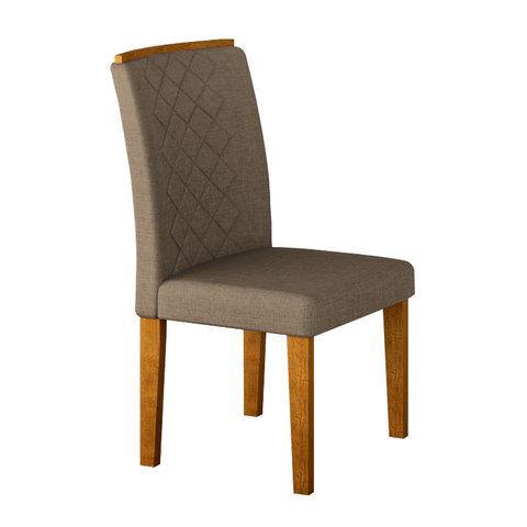 Cadeira Jade 2 Peças - Imbuia com Tecido Linho Rústico