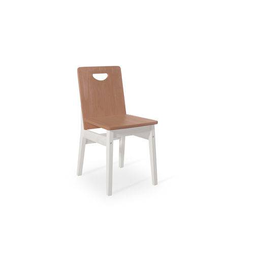 Cadeira Jantar de Madeira Tucupi 40x51x81cm - Acabamento Stain Branco e Nozes