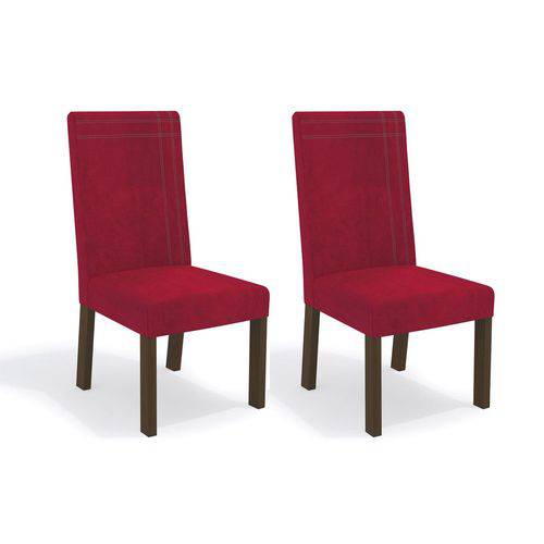 Cadeira Kappesberg 2CAD126 (2 Unidades) - - Cor Walnut - Assento/Encosto Vermelho D006