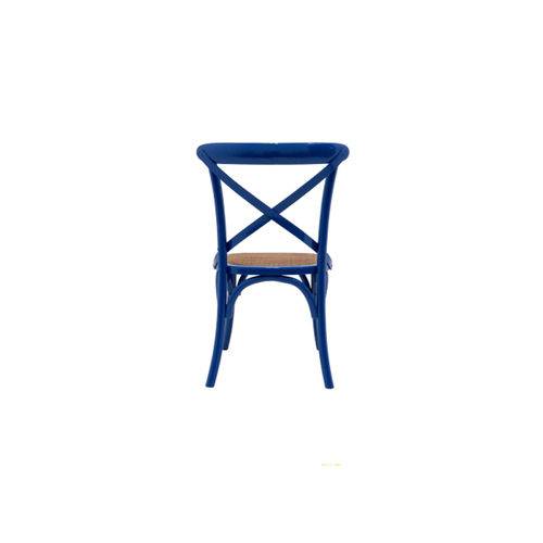 Cadeira Madeira Cor Azul Royal Assento Palha Trançada Acabamento Laca Trendhouse