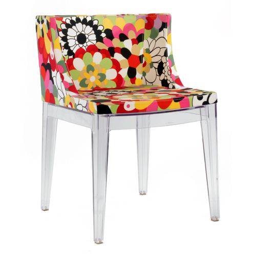 Cadeira Mademoiselle - Base Policarbonato - Assento Floral Gerbera