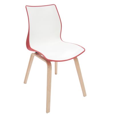 Cadeira Maja com Base de Madeira Vermelha/branca Tramontina