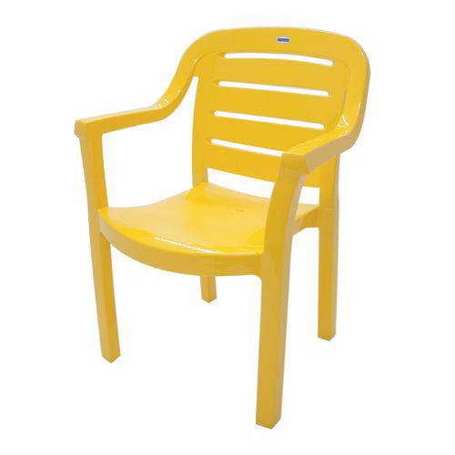 Cadeira Miami Encosto Horizontal Amarelo com Braços Classic - Tramontina