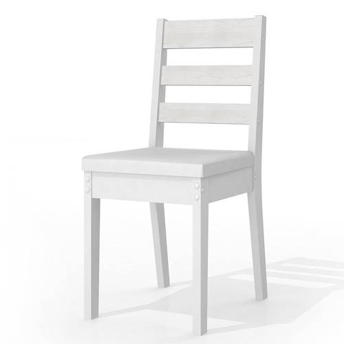 Cadeira Midnight com Assento Estofado em Suede - Madeira Maciça – Branco