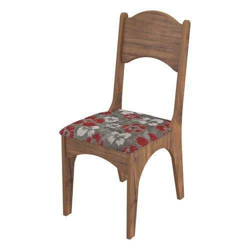 Cadeira Miriam Cor Nobre com Assento Chenille Floral Vermelho - 43342