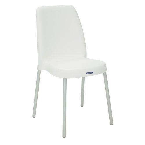 Cadeira Moderna Sem Braços com Pernas Anodizadas - Tramontina Vanda - Branco