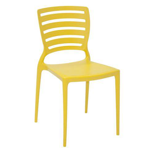 Cadeira Moderna Sem Braços Encosto Vazado Horizontal - Tramontina Sofia - Amarelo