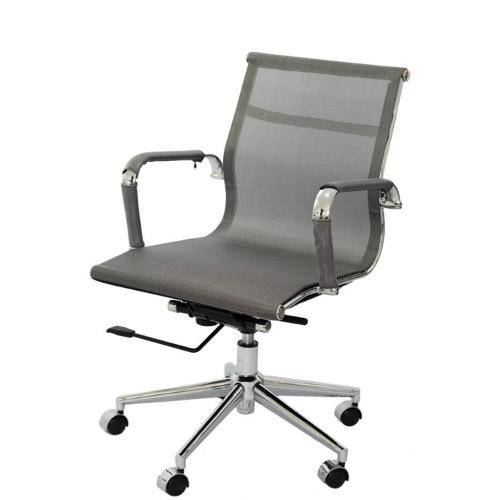 Cadeira Office Eames Or Design Tela Baixa Giratória Or-3303 Baixa Cinza