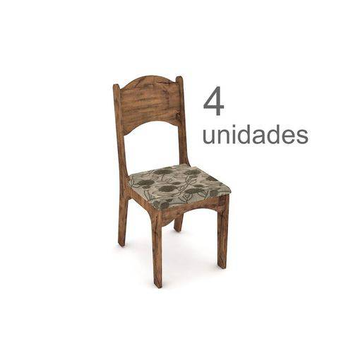 Cadeira para Sala de Jantar Ca18 100% Mdf com 04 Unidades Nobre com Chenille Floral - Dalla Costa
