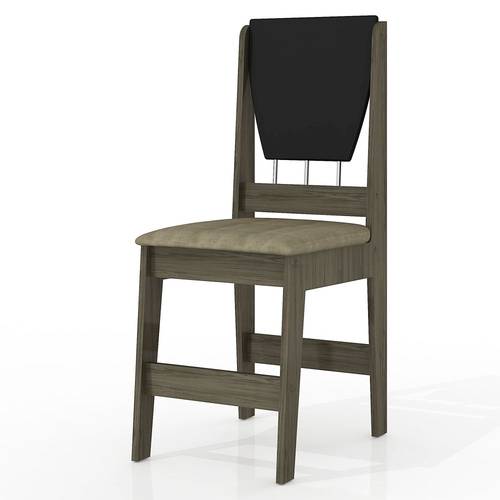 Cadeira Paris Plus com Assento e Encosto Estofado de Camurça Suede - MDP 15 Mm - Chocolate/Preto