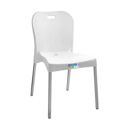 Cadeira Plástica com Pé de Alumínio Sem Braço Branca