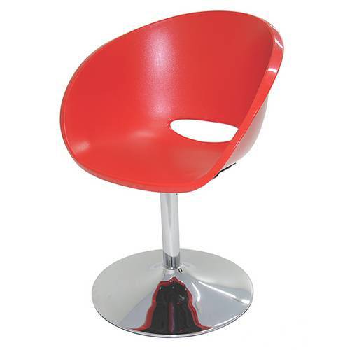 Cadeira Plástica Concha Base Fixa em Alumínio Vermelha Elena