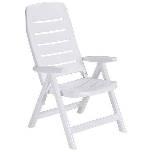 Cadeira Plastica Dobravel com Bracos Iracema Branca com Encosto Alto