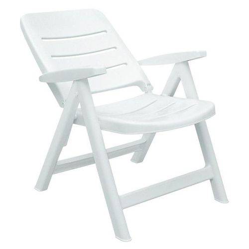 Cadeira Plastica Dobravel com Bracos Iracema Branca com Encosto Baixo