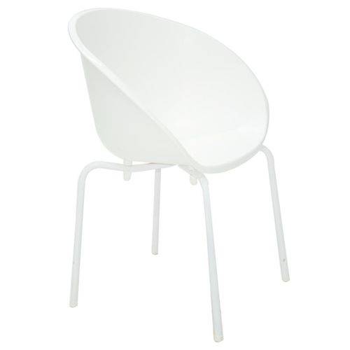Cadeira Plastica Elena Branca com Pernas de Aco Branca