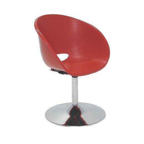 Cadeira Plastica Elena Vermelha com Base Central em Aco Cromado
