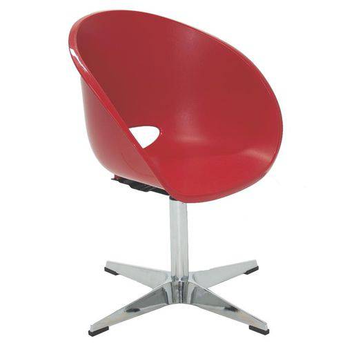Cadeira Plastica Elena Vermelha com Base Central X em Aco Cromado