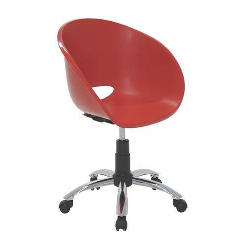 Cadeira Plastica Elena Vermelha com Rodizio em Aco Cromado