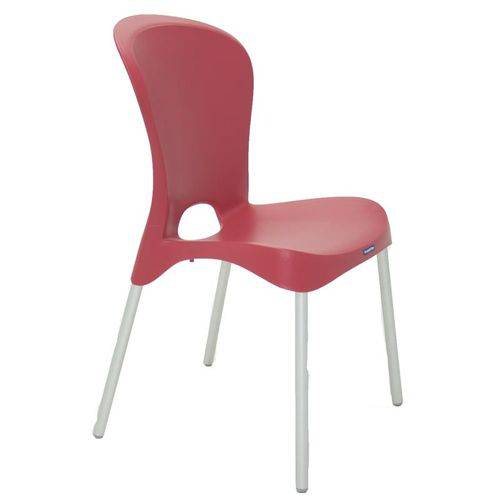 Cadeira Plastica Jolie Vermelha com Pernas de Aluminio Anodizadas