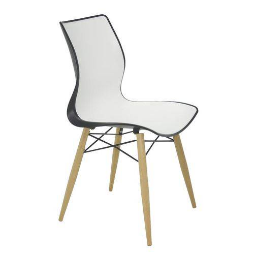 Cadeira Plastica Maja Bi-color Preta e Branca com Base 3-d