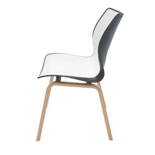 Cadeira Plástica Maja Bi-color Preta e Branca com Base de Madeira Tramontina 92066/910