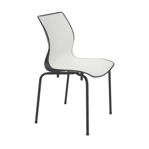 Cadeira Plastica Maja Bi-color Preta e Branca com Pernas de Aco Preta