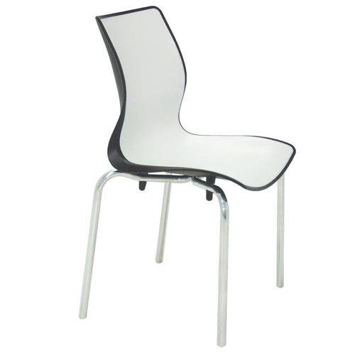 Cadeira Plastica Maja Bi-color Preta e Branca com Pernas de Alumino Polidas