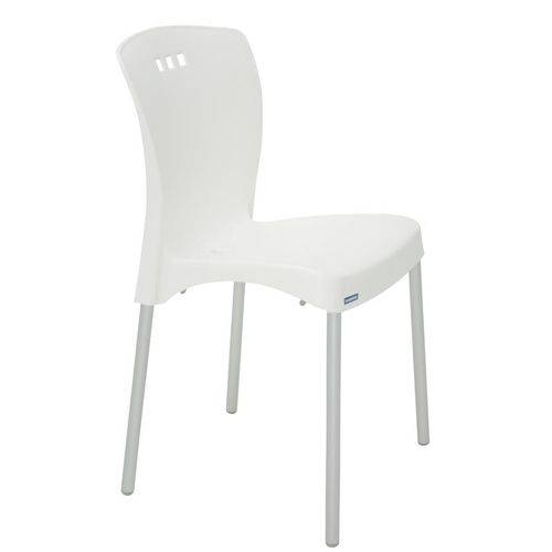 Cadeira Plastica Mona Branca com Pernas de Aluminio Anodizadas
