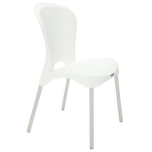 Cadeira Plastica Monobloco com Bracojolie Branca com Pernas de Aluminio Anodizadas