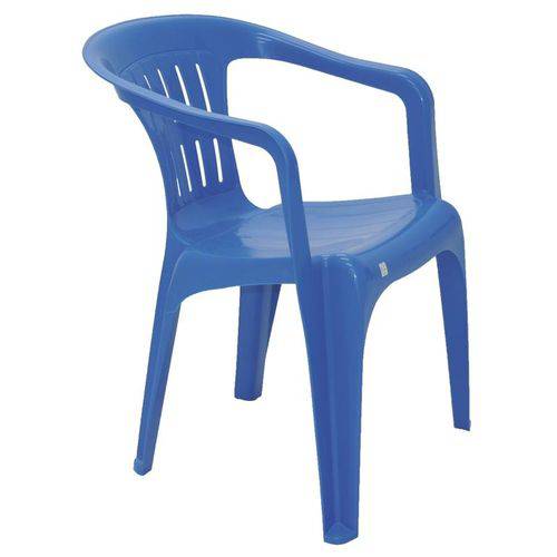 Cadeira Plastica Monobloco com Bracos Atalaia Azul