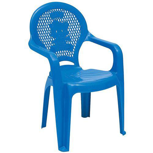 Cadeira Plastica Monobloco com Bracos Infantil Estampada Catty Azul