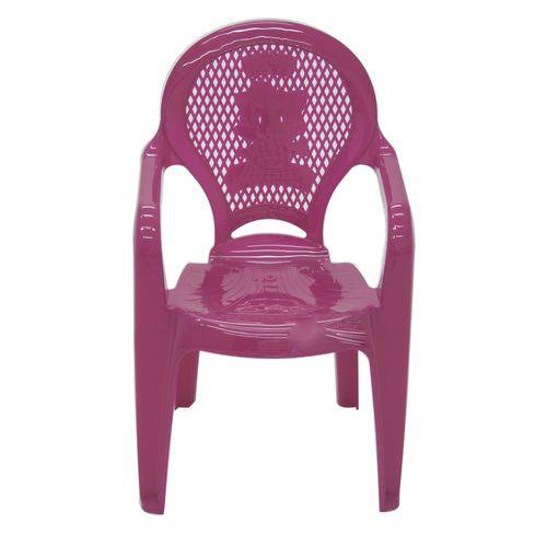 Cadeira Plástica Monobloco com Bracos Infantil Estampada Catty Rosa Tramontina 92264/060
