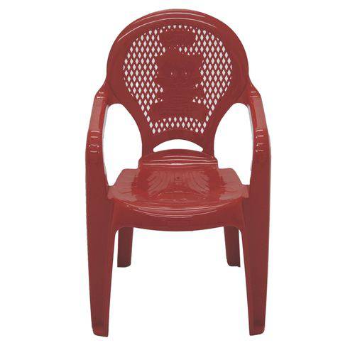 Cadeira Plástica Monobloco com Bracos Infantil Estampada Catty Vermelha Tramontina 92264/040