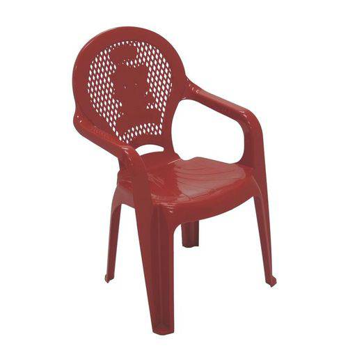 Cadeira Plastica Monobloco com Bracos Infantil Estampada Catty Vermelha