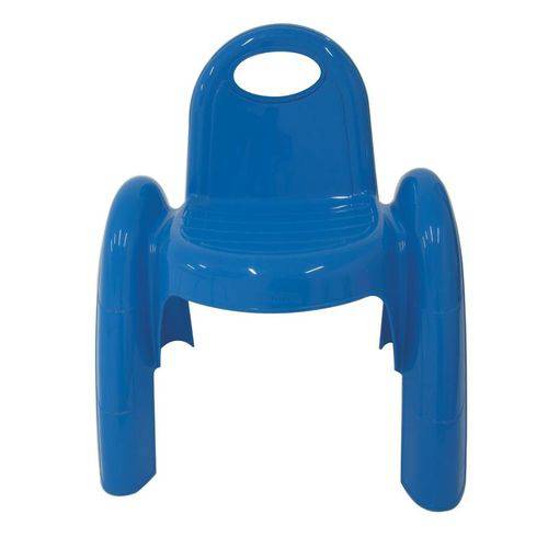 Cadeira Plastica Monobloco com Bracos Infantil Popi Azul Sem Inserto