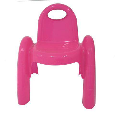 Cadeira Plastica Monobloco com Bracos Infantil Popi Rosa Sem Inserto