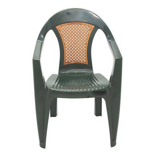 Cadeira Plastica Monobloco com Bracos Malibu Verde com Tela Radica