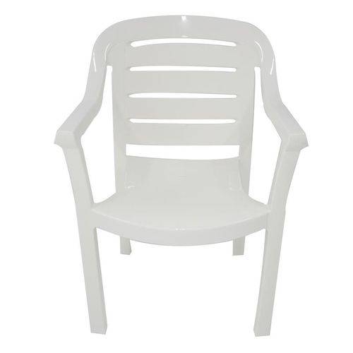 Cadeira Plastica Monobloco com Bracos Miami Branca com o Encosto Vazado Horizontal