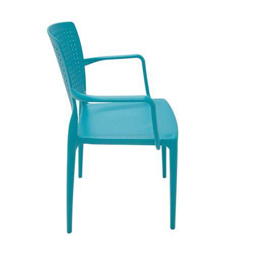 Cadeira Plástica Monobloco com Bracos Safira Azul Tramontina 92049/070