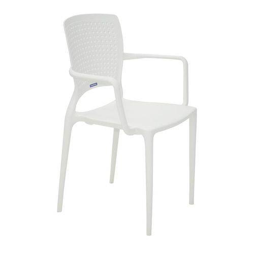 Cadeira Plastica Monobloco com Bracos Safira Branca
