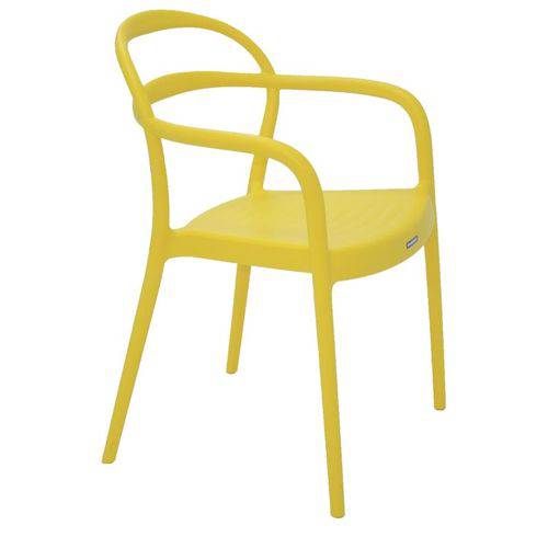 Cadeira Plastica Monobloco com Bracos Sissi Amarela