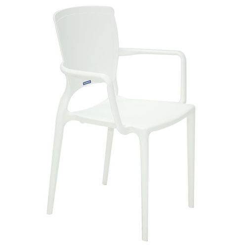 Cadeira Plastica Monobloco com Bracos Sofia Branca