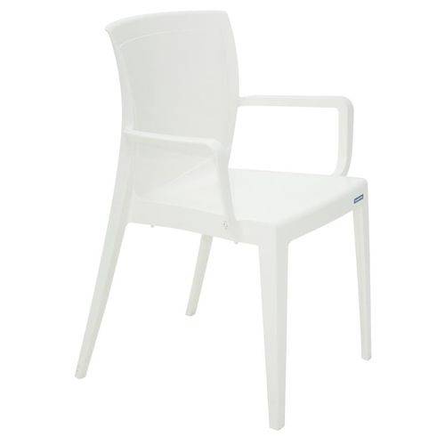 Cadeira Plastica Monobloco com Bracos Victoria Branca
