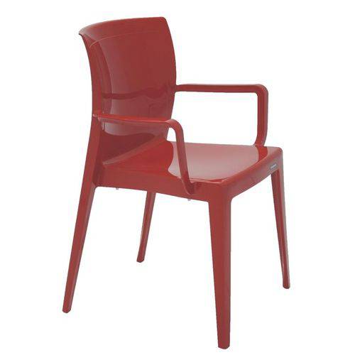 Cadeira Plastica Monobloco com Bracos Victoria Vermelha